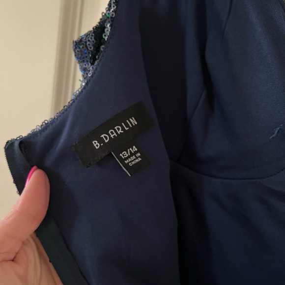 NWOT Brand new! B.Darlin Smoky Blue Sequin Party Dress Juniors 13/14 - Picture 2 of 15